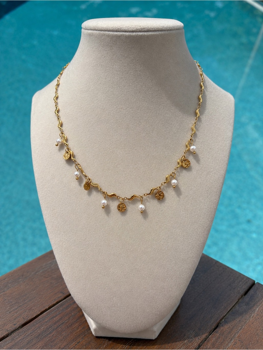 Gold Pearl Charm Necklace | Gold PVD-Coated Stainless Steel